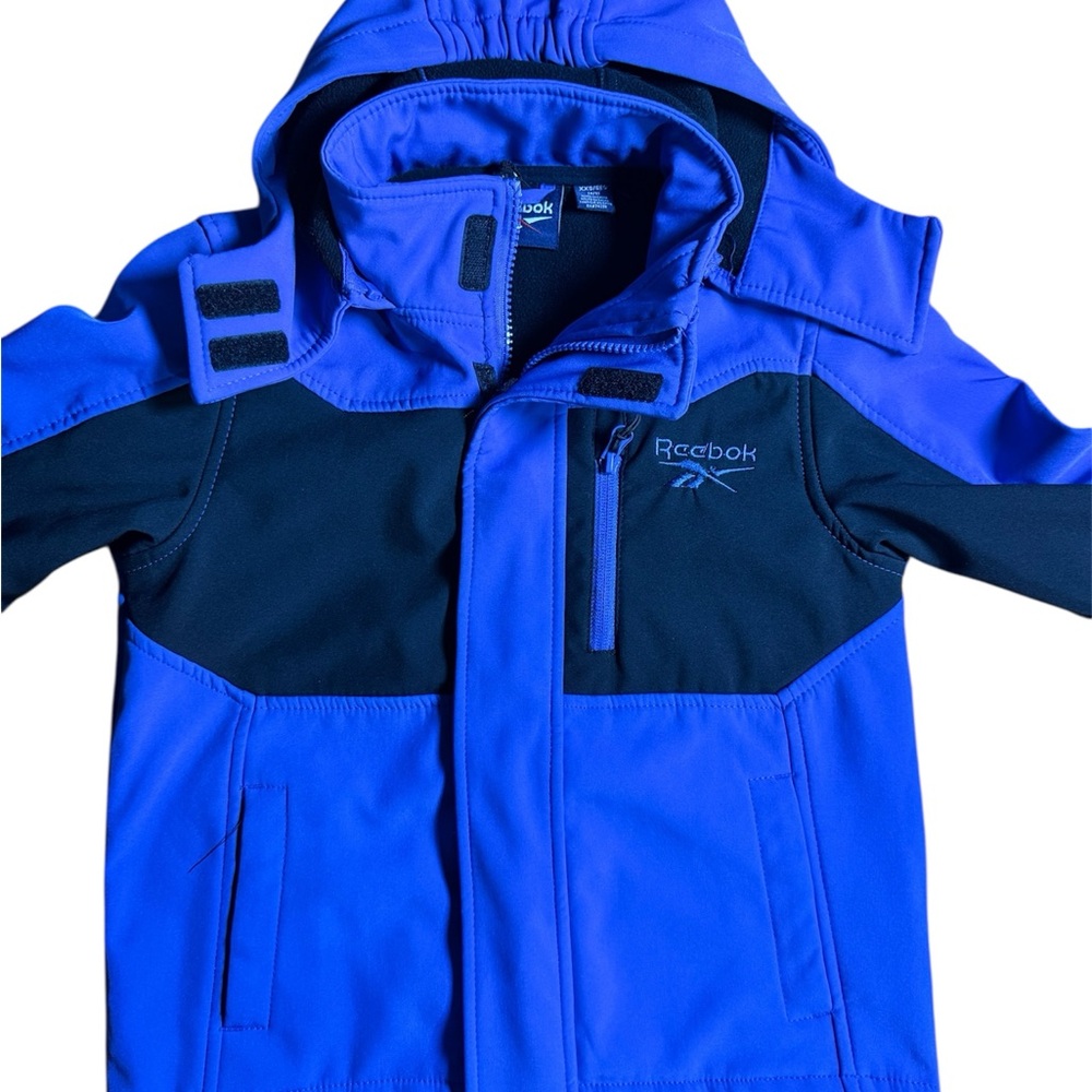 Reebok Boys Jacket Size 4/5 Blue Hooded Full Zip Coat.